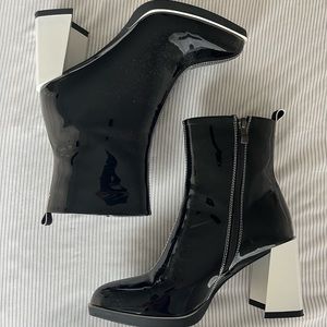 Black and white booties